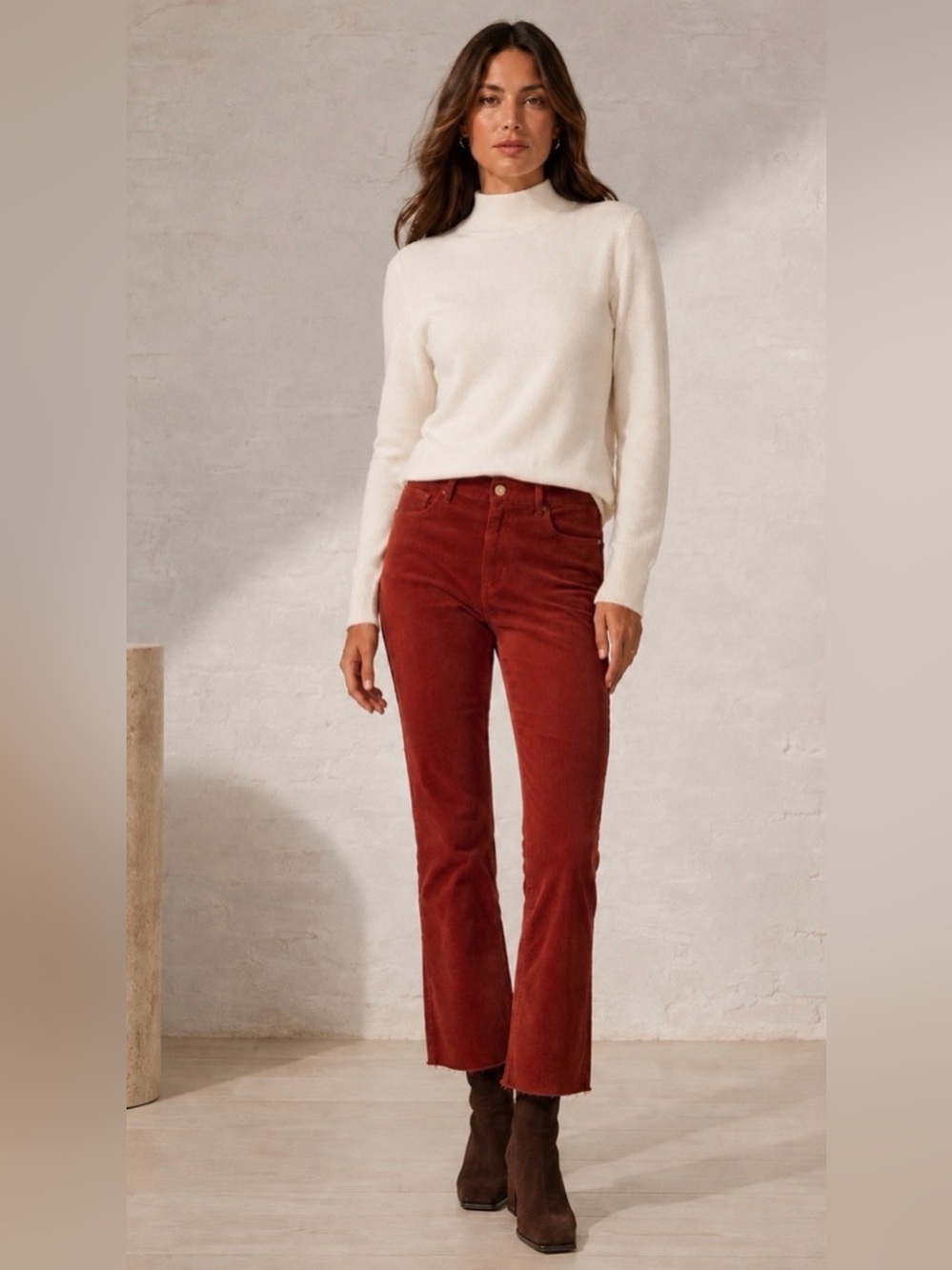 DL1961 Bridget Boot high rise crop Rust Corduroy Pants
